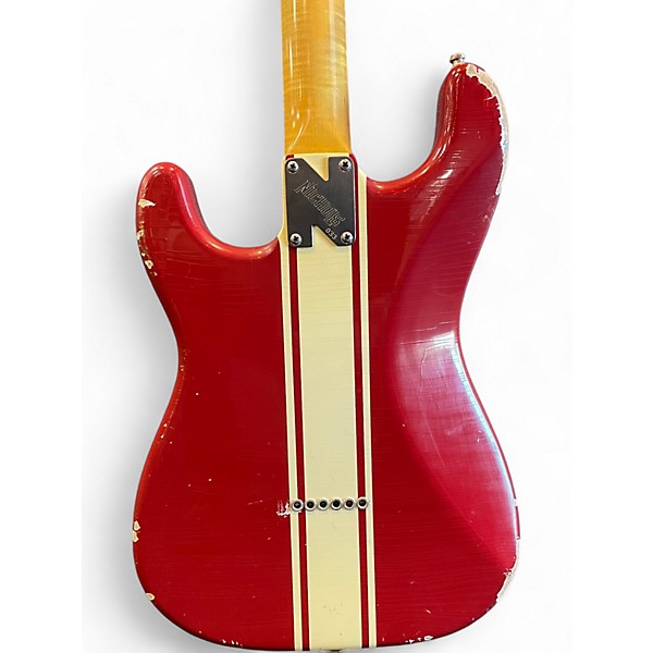 Used Nichols Custom Guitar Build #033 Lightly Relic Worn Red w/ White Stripe Solid Body Electric Guitar