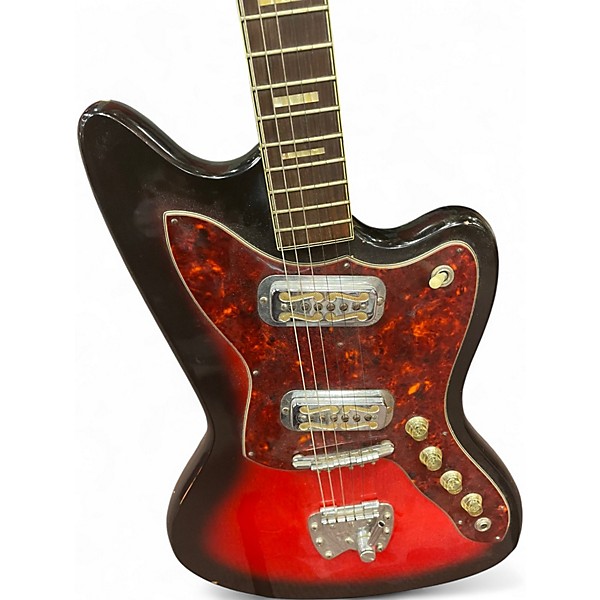 Vintage 1960s Harmony Silhouette 2 Tone Sunburst Solid Body Electric Guitar