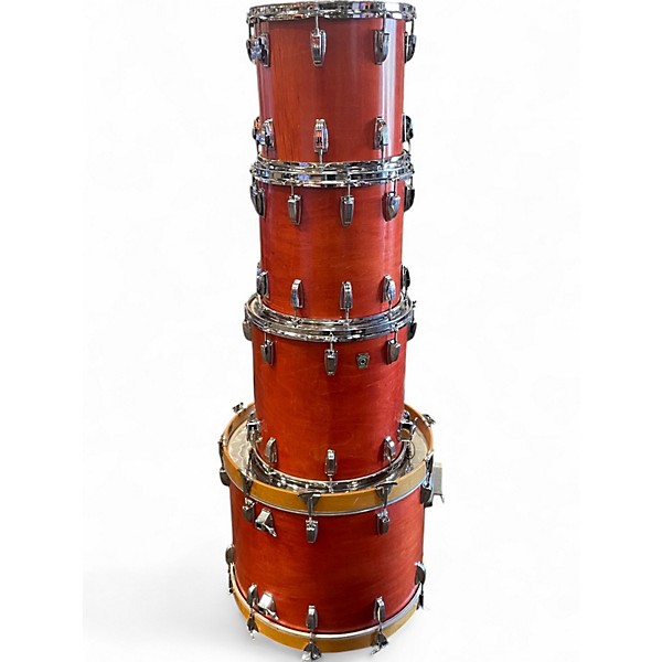 Vintage 1960s Ludwig 4 Piece Classic Maple CHERRY STAIN Drum Kit