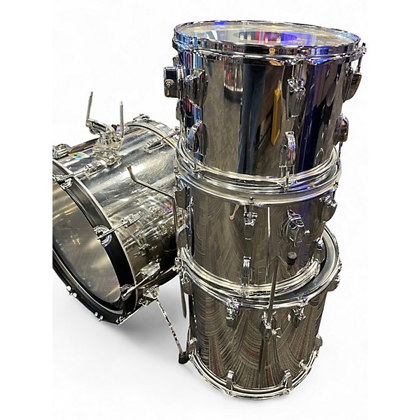 Vintage 1980s Ludwig 4 Piece Classic Chrome Stainless Drum Kit