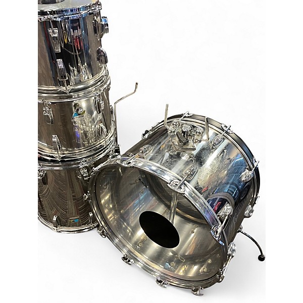 Vintage 1980s Ludwig 4 Piece Classic Chrome Stainless Drum Kit