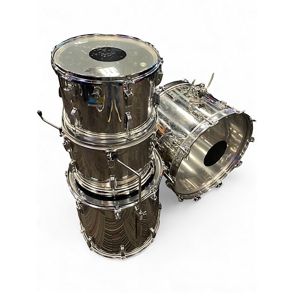 Vintage 1980s Ludwig 4 Piece Classic Chrome Stainless Drum Kit