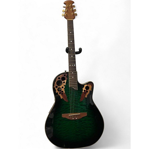 Used Ovation CS247 Green Acoustic Electric Guitar