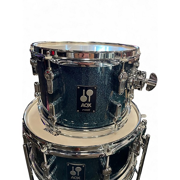 Used SONOR 4 Piece AQX Jungle Blue Ocean Sparkle Drum Kit