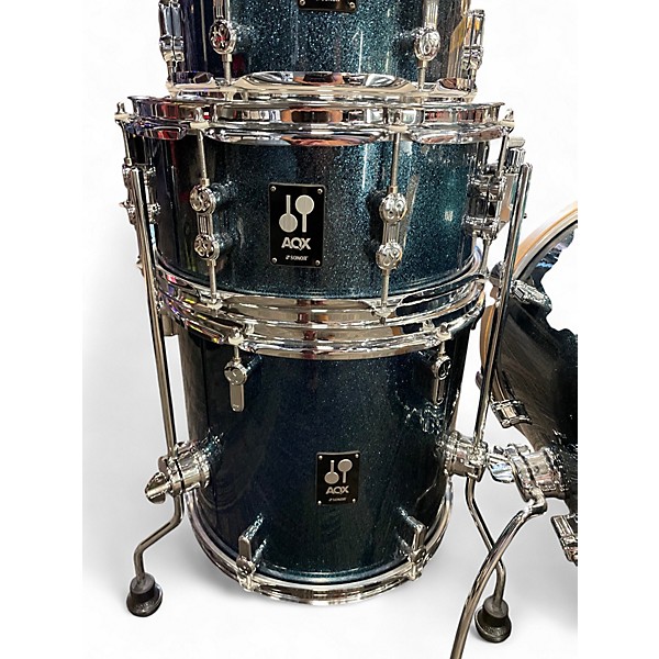 Used SONOR 4 Piece AQX Jungle Blue Ocean Sparkle Drum Kit