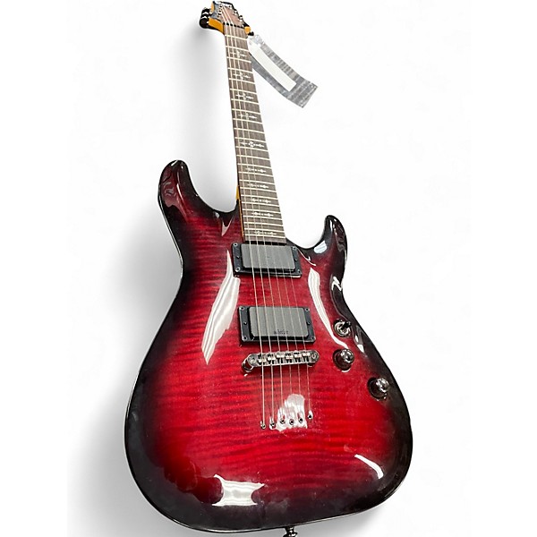 Used Schecter Guitar Research Demon 6 Crimson Red Burst Solid Body Electric Guitar