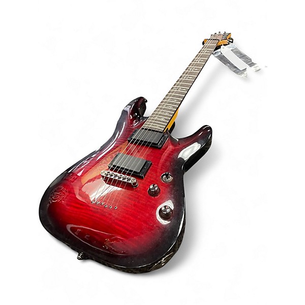 Used Schecter Guitar Research Demon 6 Crimson Red Burst Solid Body Electric Guitar