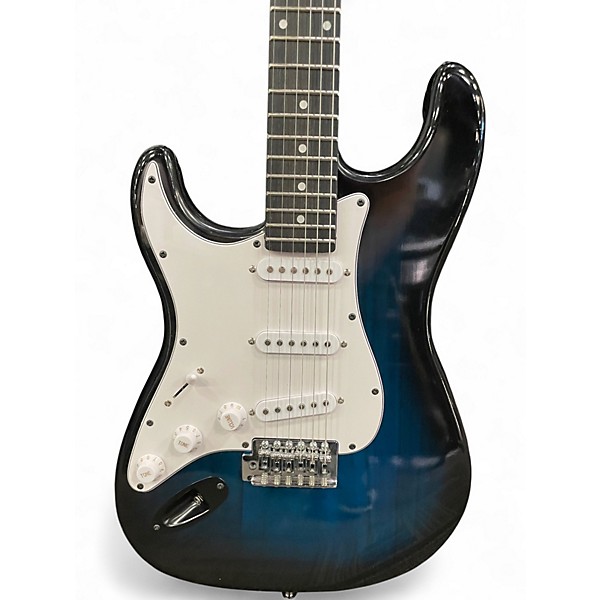Used Lyx Left Handed Pro Strat Style Blue Solid Body Electric Guitar