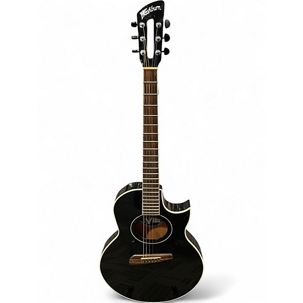 Used Washburn Custom Shop NV100 Black Onyx Acoustic Electric Guitar