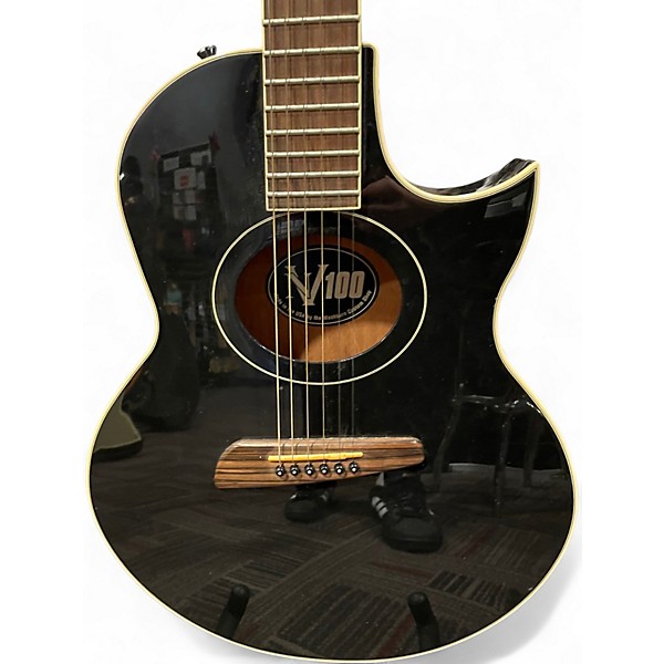 Used Washburn Custom Shop NV100 Black Onyx Acoustic Electric Guitar