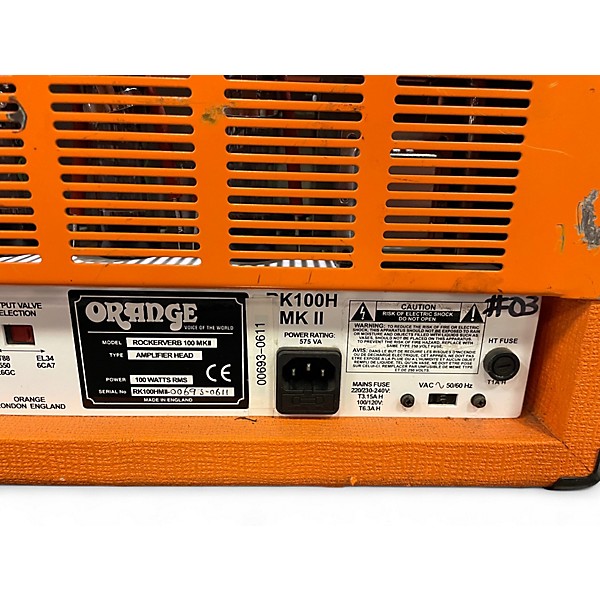 Used Orange Amplifiers Rockerverb RK100HTC MKII 100W Tube Guitar Amp Head