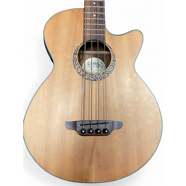 Used Luna lab30tribal Natural Acoustic Bass Guitar