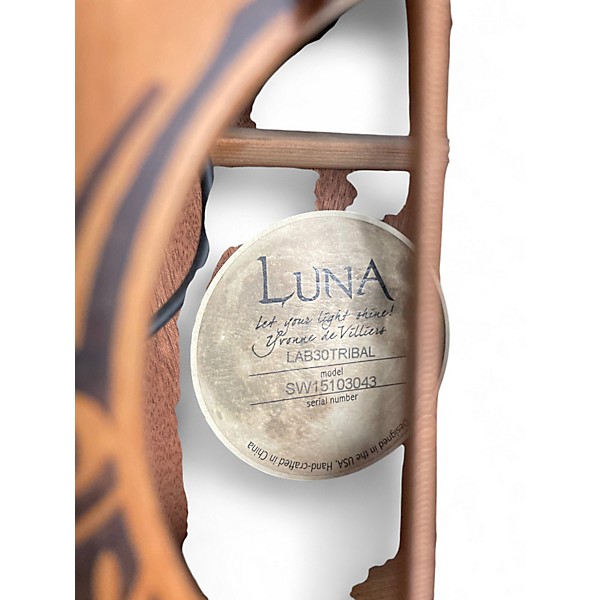 Used Luna lab30tribal Natural Acoustic Bass Guitar