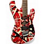 Used EVH Striped Series Frankie Red with Black and White Stripes Solid Body Electric Guitar