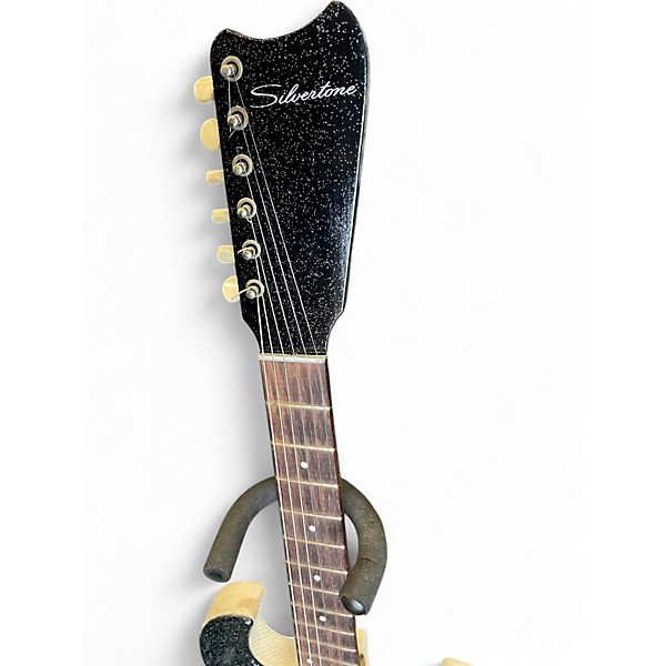 Used Silvertone 1448 black sparkle Solid Body Electric Guitar