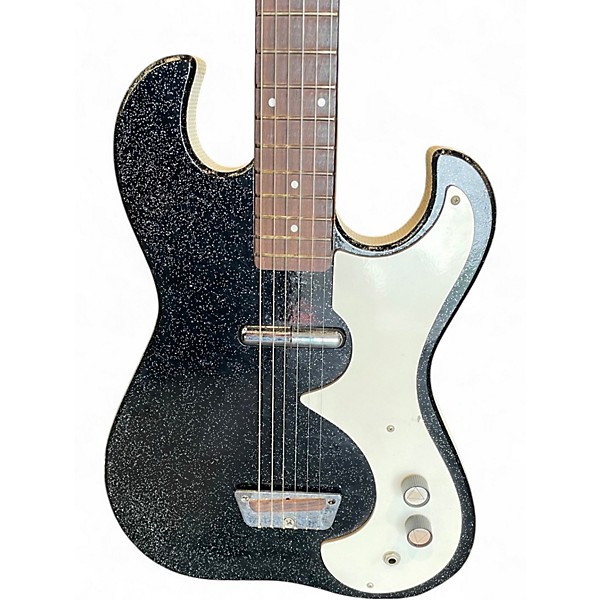 Used Silvertone 1448 black sparkle Solid Body Electric Guitar