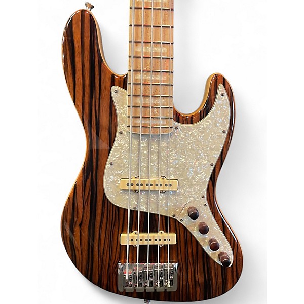 Used Bassmods EF5 ZEBRA WOOD Electric Bass Guitar