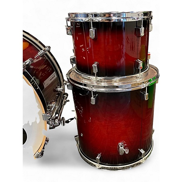 Used Pearl 3 Piece Decade Maple Deep Red Burst Drum Kit