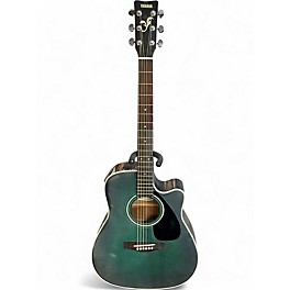 Used Yamaha FGX412CMAB Trans Green Acoustic Electric Guitar