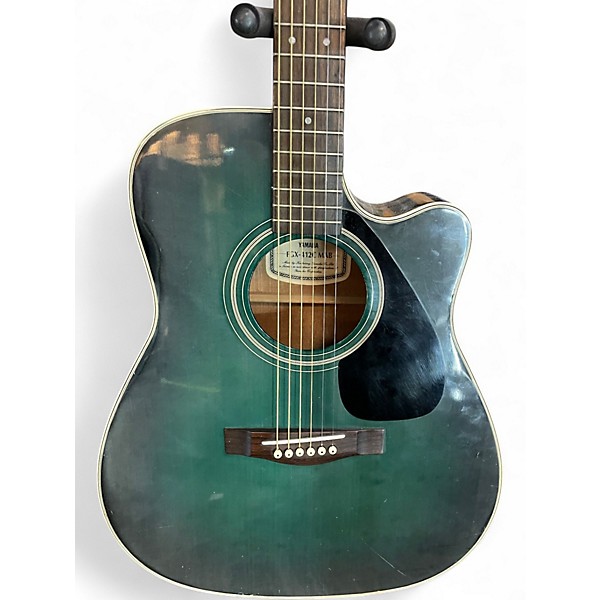 Used Yamaha FGX412CMAB Trans Green Acoustic Electric Guitar