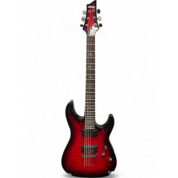 Used Schecter Guitar Research Demon 6 Crimson Red Burst Solid Body Electric Guitar