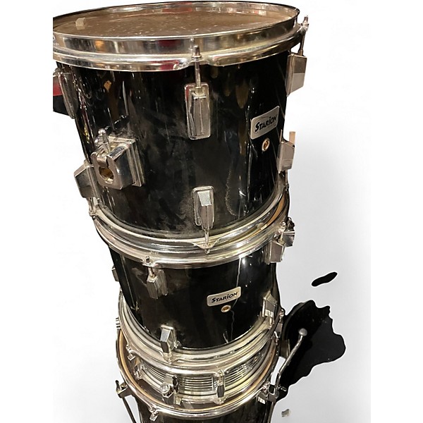Used Starion 5 Piece 5 PIECE DRUM SET Black Drum Kit