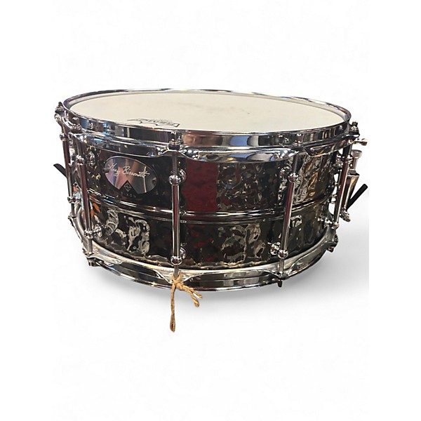 Used Dixon 14X6.5 ARTISAN HMMERED BRASS Black and Silver Drum