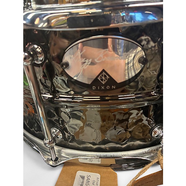 Used Dixon 14X6.5 ARTISAN HMMERED BRASS Black and Silver Drum