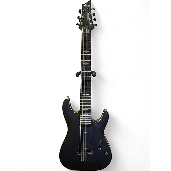 Used Schecter Guitar Research Demon 7 String Black and Yellow Solid Body Electric Guitar
