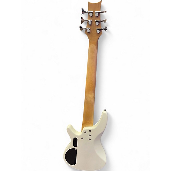 Used Glarry GIB Bass 6 String White Electric Bass Guitar