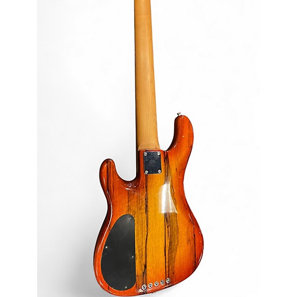 Used Warmoth J style Flame Maple Orange Burst Electric Bass Guitar
