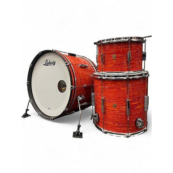 Used Ludwig 3 Piece Club Date USA Fab Limited Edition Mod Orange Drum Kit