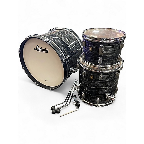 Used Ludwig 3 Piece USA Classic Maple Black Oyster Pearl Drum Kit
