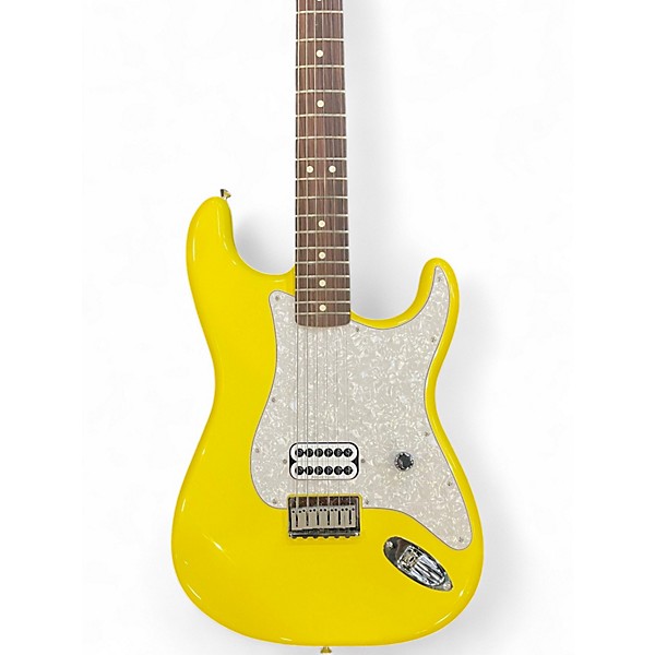 Used Fender Tom Delonge Signature Stratocaster Graffiti Yellow Solid Body Electric Guitar