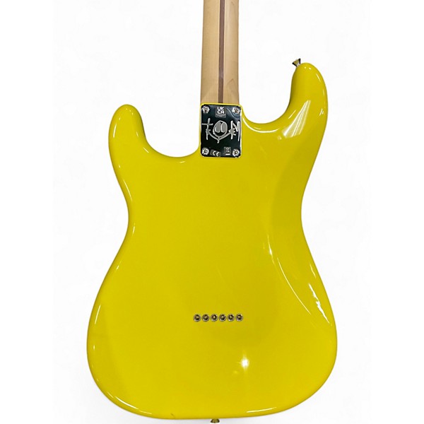 Used Fender Tom Delonge Signature Stratocaster Graffiti Yellow Solid Body Electric Guitar