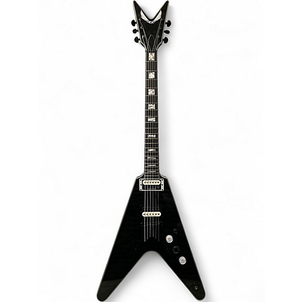 Used Dean V SELECT QUILT TOP Trans Black Solid Body Electric Guitar