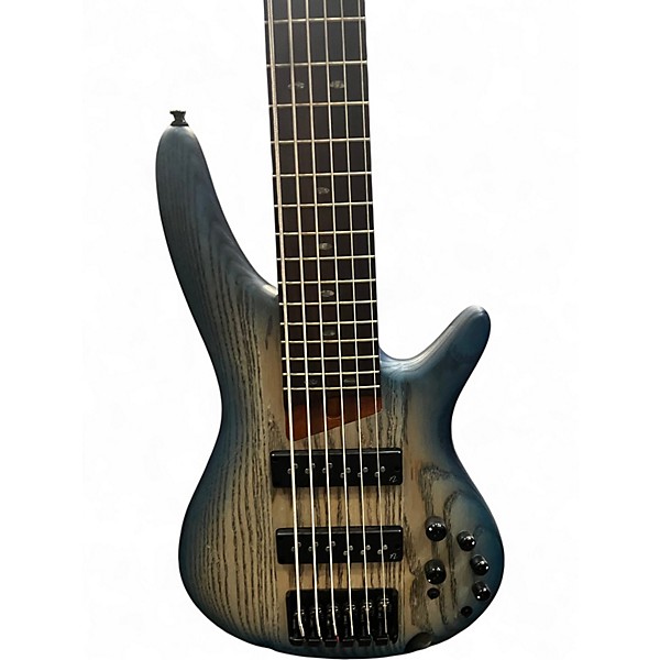 Used Ibanez SR606E Cosmic Blue Starburst Flat Electric Bass Guitar
