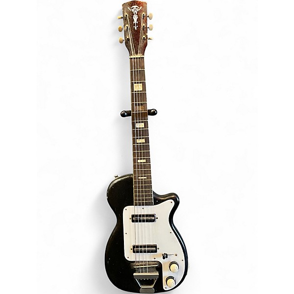 Vintage 1960s Harmony H88 Statotone Black Sparkle Solid Body Electric Guitar