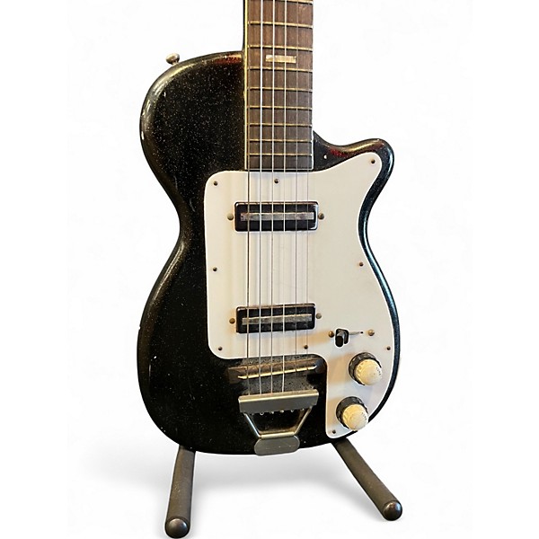 Vintage 1960s Harmony H88 Statotone Black Sparkle Solid Body Electric Guitar