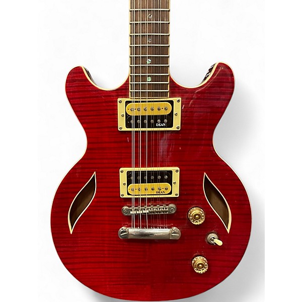 Used Dean SARASOTA Trans Red Hollow Body Electric Guitar