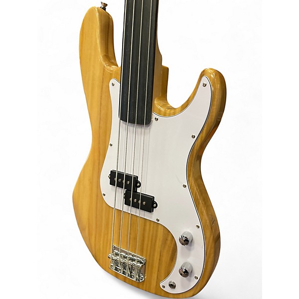 Used Glarry fretless Natural Electric Bass Guitar