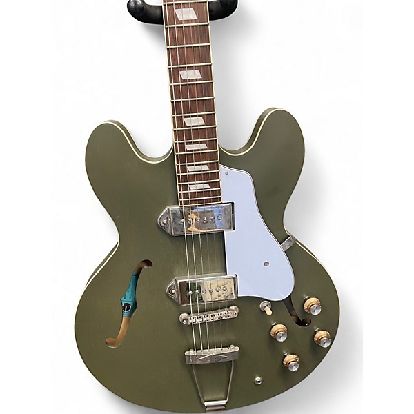 Used Epiphone Casino Worn Army Green Hollow Body Electric Guitar