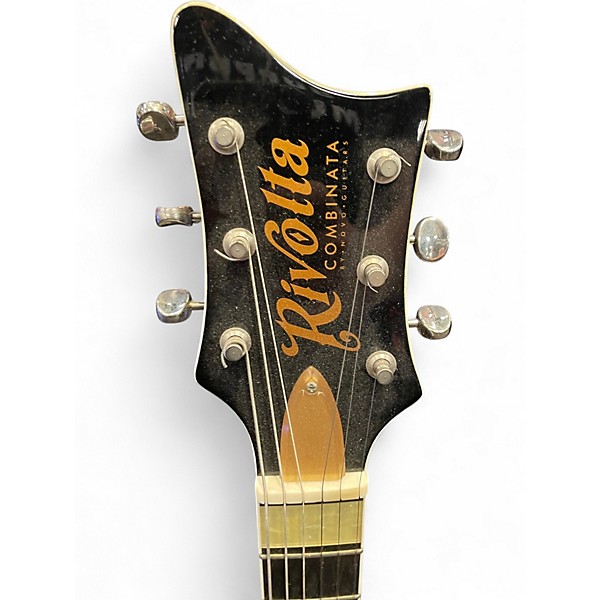 Used Rivolta Combinata VII Black and Gold Solid Body Electric Guitar