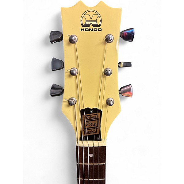 Used Hondo Deluxe 732 Vintage White Solid Body Electric Guitar