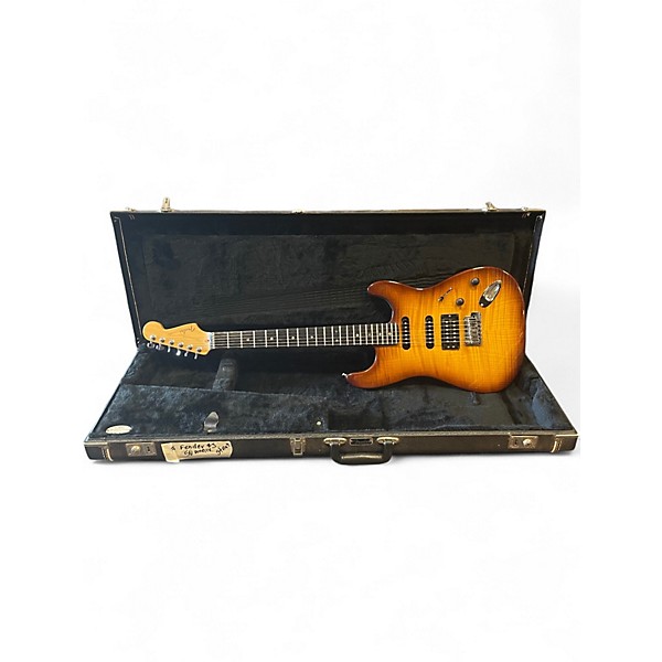 Used Fender American Deluxe Stratocaster FMT HSS Tobacco Sunburst Solid Body Electric Guitar