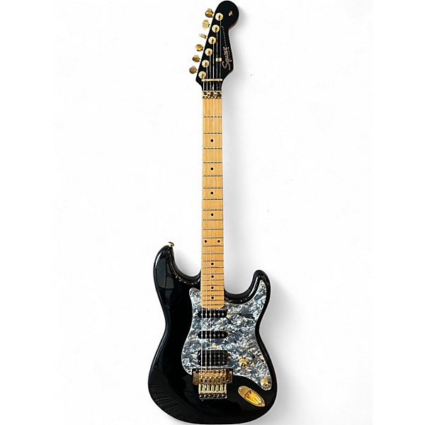 Used Squier Pro Tone Stratocaster Black and Gold Solid Body Electric Guitar