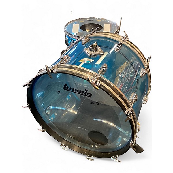 Vintage 1976 Ludwig 3 Piece Vistalite Blue Drum Kit