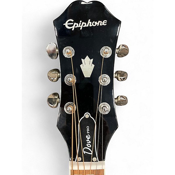 Used Epiphone Dove Pro White Acoustic Electric Guitar