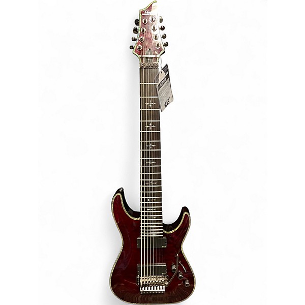 Used 2012 Schecter Guitar Research Hellraiser C8 8 Floyd Rose Crimson Red Trans Solid Body Electric Guitar