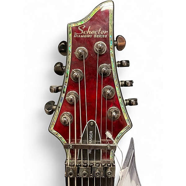 Used 2012 Schecter Guitar Research Hellraiser C8 8 Floyd Rose Crimson Red Trans Solid Body Electric Guitar